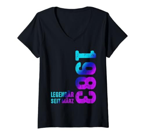 Damen Legendär Seit März 1983 Geburtstag Limited Edition T-Shirt mit V-Ausschnitt Damen Legendär Seit März 1983 Geburtstag Limited Edition T-Shirt mit V-Ausschnitt von Geburtstagswünsche Geburtstag März 1983 Outfit