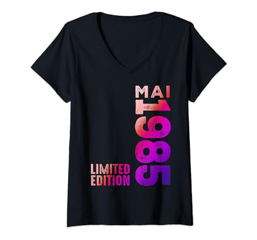 Damen Mai 1985 Jahr Legendär Seit Mai 1985 Geburtstag Retro T-Shirt mit V-Ausschnitt von Geburtstagswünsche Geburtstag Mai 1985 Outfit