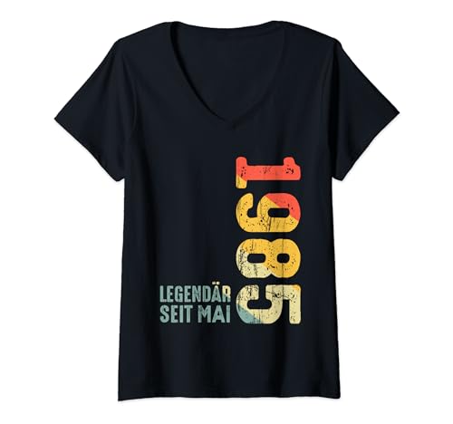 Damen Retro 1985 Limited Edition Legendär Seit Mai 1985 Geburtstag T-Shirt mit V-Ausschnitt von Geburtstagswünsche Geburtstag Mai 1985 Outfit