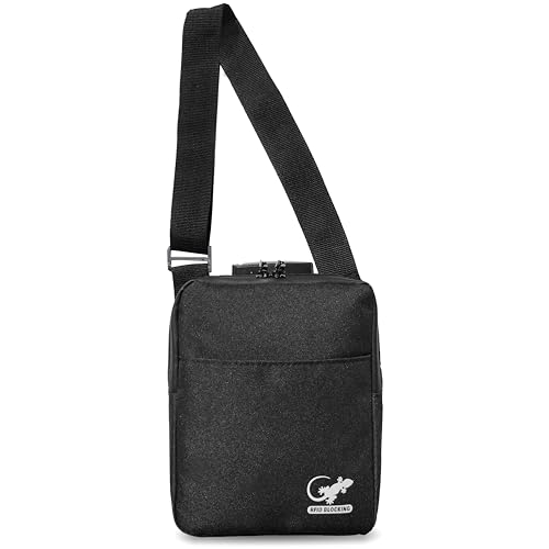 Diebstahlsichere Umhängetasche für Reisen – Faraday-Tasche für Handy und Reisepässe – RFID-blockierende Tasche, Schwarz, Small Diebstahlsichere Umhängetasche für Reisen – Faraday-Tasche für Handy und Reisepässe – RFID-blockierende Tasche, Schwarz, Small von Gecko Travel Tech