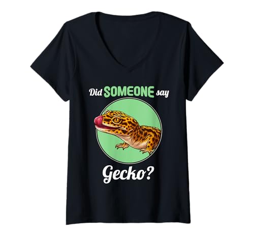Damen Geckos Gecko T-Shirt mit V-Ausschnitt Damen Geckos Gecko T-Shirt mit V-Ausschnitt von Geckos Gecko Tier Shop