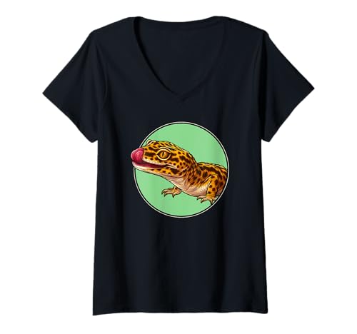 Damen Geckos Gecko T-Shirt mit V-Ausschnitt Damen Geckos Gecko T-Shirt mit V-Ausschnitt von Geckos Gecko Tier Shop