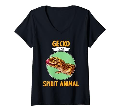 Damen Geckos Gecko T-Shirt mit V-Ausschnitt Damen Geckos Gecko T-Shirt mit V-Ausschnitt von Geckos Gecko Tier Shop