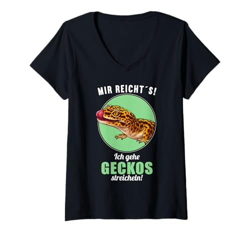 Damen Geckos Gecko T-Shirt mit V-Ausschnitt Damen Geckos Gecko T-Shirt mit V-Ausschnitt von Geckos Gecko Tier Shop