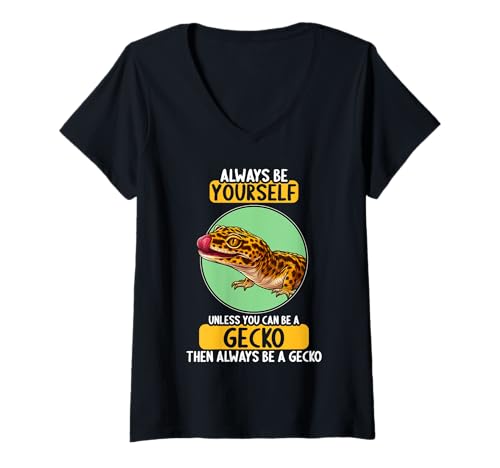 Damen Geckos Gecko T-Shirt mit V-Ausschnitt Damen Geckos Gecko T-Shirt mit V-Ausschnitt von Geckos Gecko Tier Shop