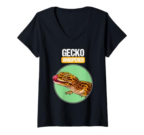 Damen Geckos Gecko T-Shirt mit V-Ausschnitt Damen Geckos Gecko T-Shirt mit V-Ausschnitt von Geckos Gecko Tier Shop