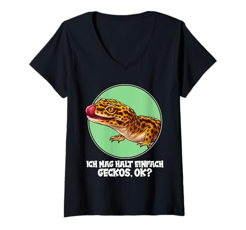 Damen Geckos Gecko T-Shirt mit V-Ausschnitt Damen Geckos Gecko T-Shirt mit V-Ausschnitt von Geckos Gecko Tier Shop