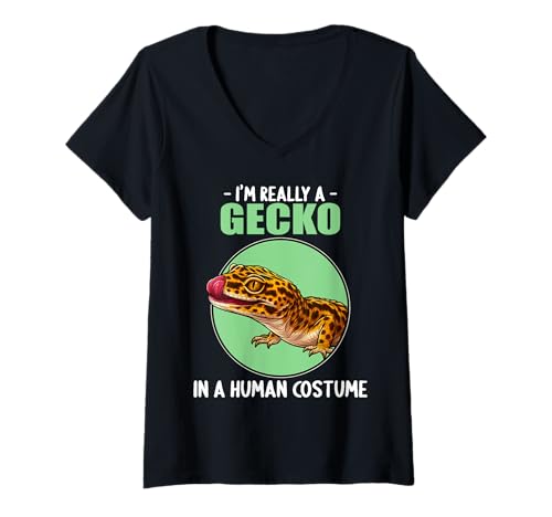 Damen Geckos Gecko T-Shirt mit V-Ausschnitt Damen Geckos Gecko T-Shirt mit V-Ausschnitt von Geckos Gecko Tier Shop