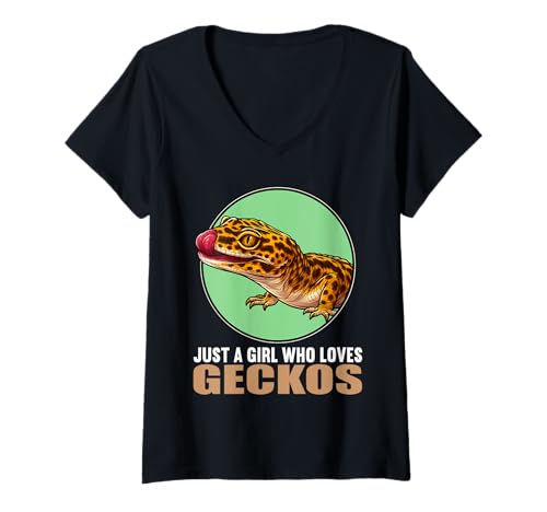 Damen Geckos Gecko T-Shirt mit V-Ausschnitt Damen Geckos Gecko T-Shirt mit V-Ausschnitt von Geckos Gecko Tier Shop