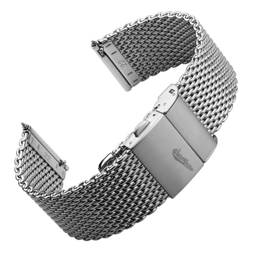 WATCHGECKO Merriott Quick-Release Milanese Mesh Edelstahl Uhrenarmband - poliert. Herren-Ersatzarmband. Leicht anpassbar und verstellbar (22mm) WATCHGECKO Merriott Quick-Release Milanese Mesh Edelstahl Uhrenarmband - poliert. Herren-Ersatzarmband. Leicht anpassbar und verstellbar (22mm) von Geckota