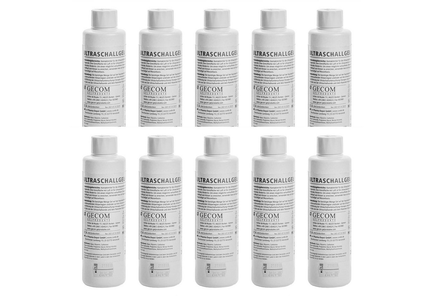 Gecom Gleitgel 10 x Ultraschallgel 250 ml Gel für Doppler und IPL Gecom Gleitgel 10 x Ultraschallgel 250 ml Gel für Doppler und IPL von Gecom