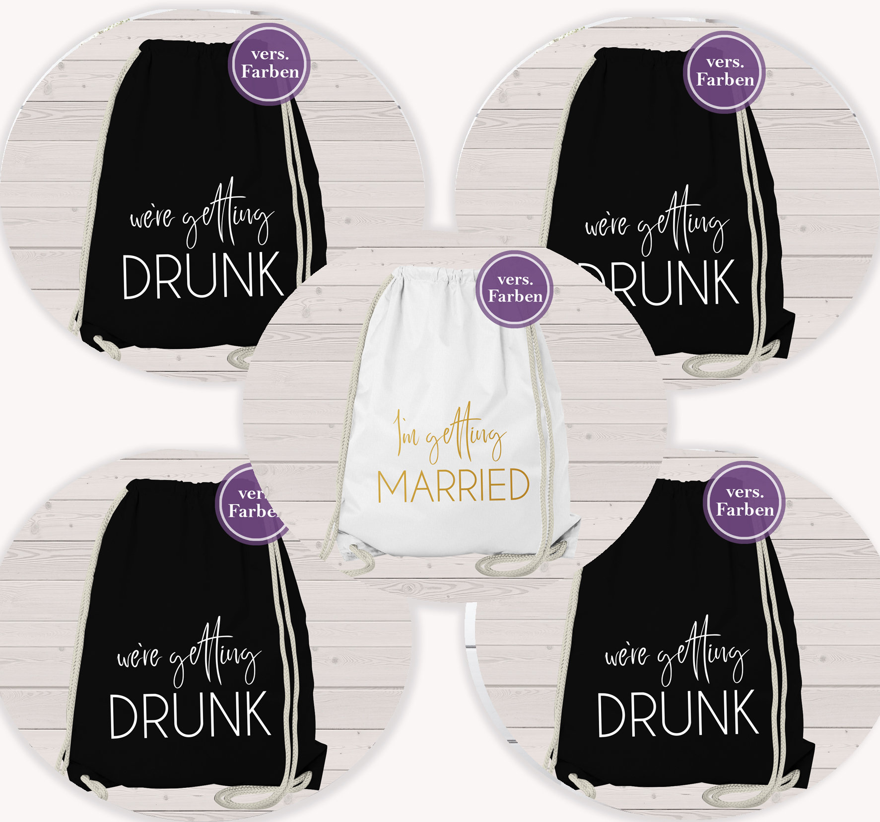 Jga Set Junggesellinnenabschied Junggesellenabschied - Rucksack Drunk & Married von Gedankendenker