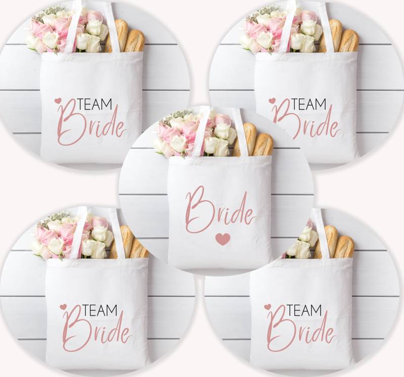 Jga Set Junggesellinnenabschied Junggesellenabschied - Tasche, Jutebeuel Team Bride von Gedankendenker
