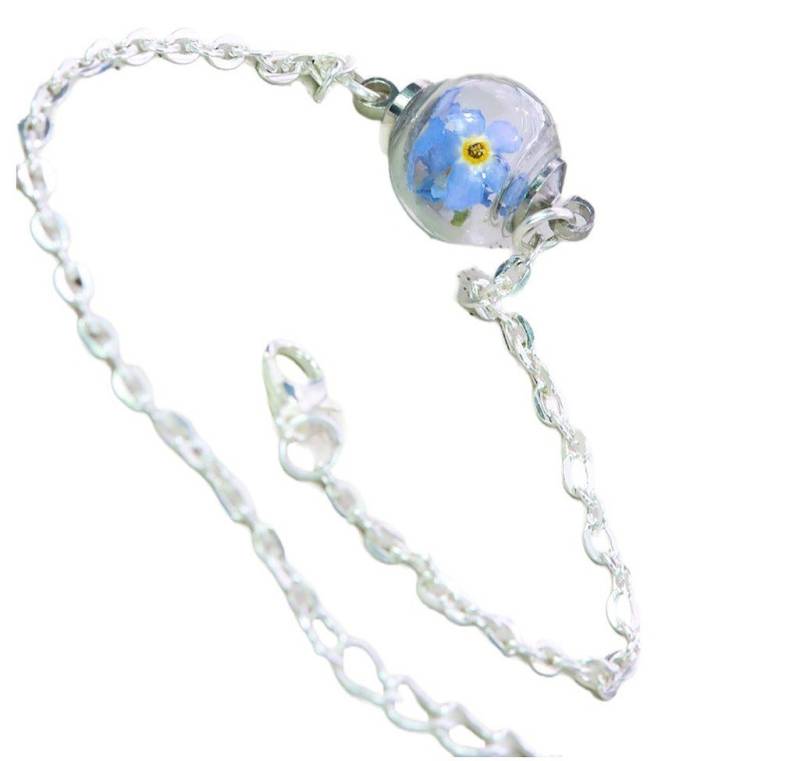 Gedankenwunder Manufaktur Armband Echte Vergissmeinnicht Armband Blumenarmband Silber von Gedankenwunder Manufaktur