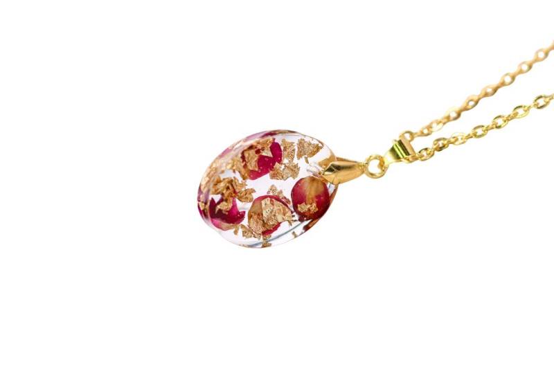 Gedankenwunder Manufaktur Kettenanhänger Rosen Anhänger Oval mit Blattgold Halskette gold Gedankenwunder Manufaktur Kettenanhänger Rosen Anhänger Oval mit Blattgold Halskette gold von Gedankenwunder Manufaktur