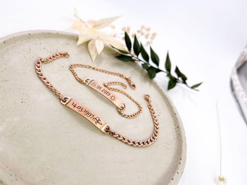 Roségold 2Er-Set Partnerarmband Gravur Namenskette Id Datum Symbol Partner Roségold 2Er-Set Partnerarmband Gravur Namenskette Id Datum Symbol Partner von Gedankenwunder