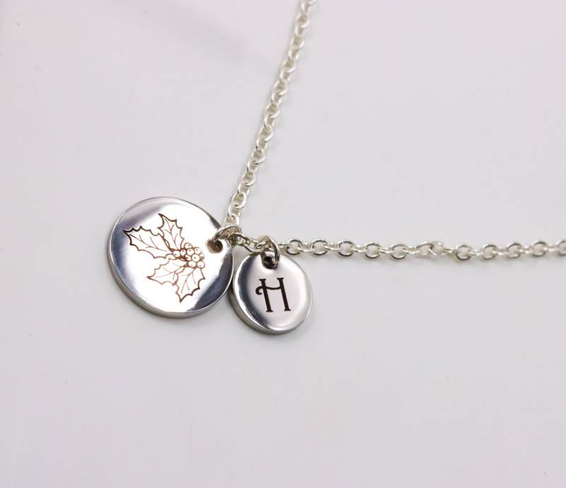 Silber Gravur Geburtsblumen Anhänger Einzigartig Personalisiert von Gedankenwunder