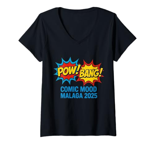 Damen Comic Energy Pop Art Málaga 2025 T-Shirt mit V-Ausschnitt Damen Comic Energy Pop Art Málaga 2025 T-Shirt mit V-Ausschnitt von Geek Culture Clothing