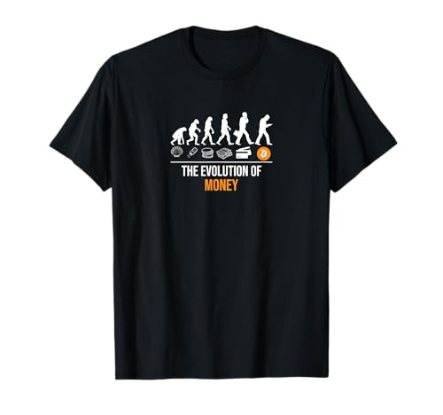 Geek Geschenke Für Männer Lustiges Crypto Motiv Bitcoin The Evolution Of Money T-Shirt Unisex-Erwachsene Schwarz S Klassisches T-Shirt mit Crew-Ausschnitt und Halbarmeln von Geek Geschenke Für Männer Lustiges Crypto Motiv