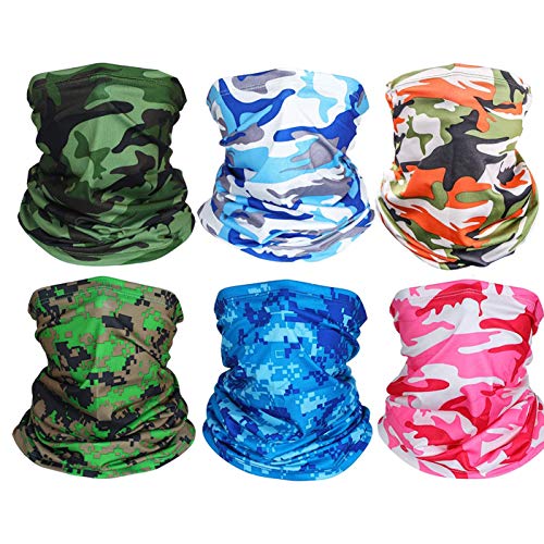 Geek-M 6 Stück Schlauchschal Multifunktionstuch für Herren/Damen Bandana Mundschutz, Loop Schal für Laufen Wandern Radfahren Motorradfahren (Camouflage) von Geek-M