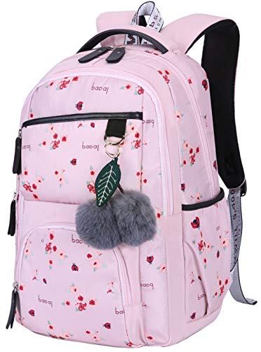 Geek-M Mädchen Rucksack Blumen Schulrucksack Daypack Damen Teenager Reise Schultasche Laptop Backpack für Mädchen Schule (Pink) von Geek-M