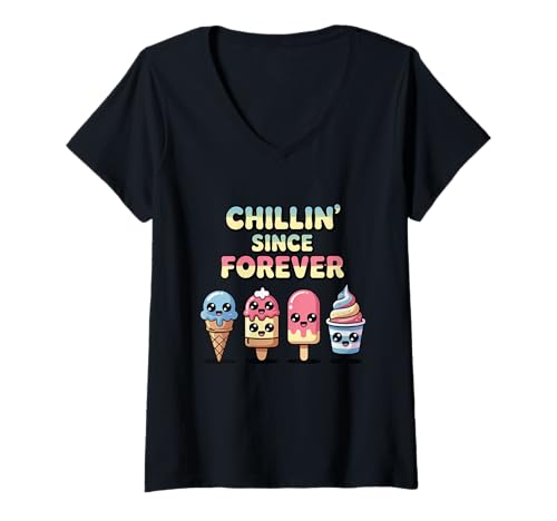 Damen Lustiges Kawaii-Eis Best Friends Chillin Since Forever T-Shirt mit V-Ausschnitt von Geek Mode Activated Threads
