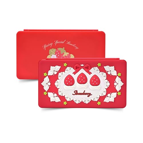 GeekShare Switch Tragbarer Spiele-Organizer, Spielkartenhülle, magnetische Switch-Spielehalter-Kassettenhülle mit 24 Spielkartenfächern und 24 TF-Kartenfächern – Erdbeeren mit Sahne von GeekShare