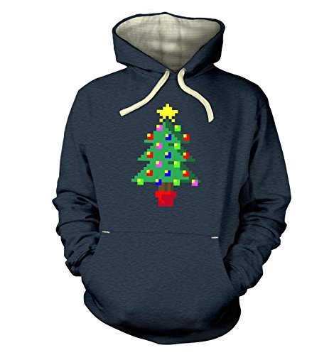 Geeky Gifts By Big Mouth Pixellated Christmas Tree Hoodie (Premium) - Blau - X-Large / 124.4 cm Brust von Geeky Gifts By Big Mouth