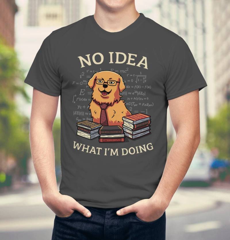 Keine Idee, Was Ich Tue T-Shirt // Golden Retriever Shirt Lustiges Hunde Wissenschaft Welpe Labrador Meme Physik & Mathe von GeekydogShop