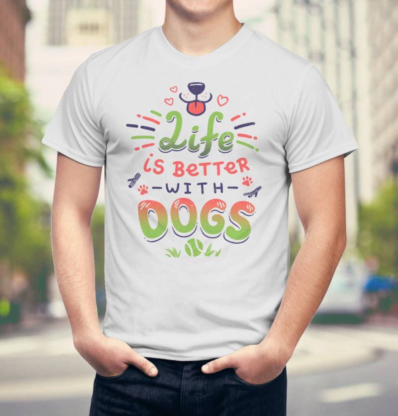 Life Is Better With Dogs T-Shirt // Hundeliebhaber Shirt I Love Dog Hunde Doggo Mom & Dad Süßer Welpe Hunderasse Mutt Adopt A Pet von GeekydogShop