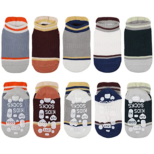 Geepen 5 Paare Babysocken Kinder-Grip-Socken Anti-Rutsch-Söckchen für Kleinkinder Baumwollsocken für Babys Jungen und Mädchen, Gruppe B,M von Geepen