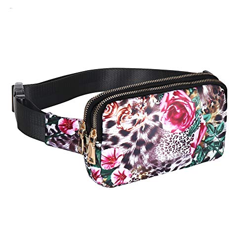 Geestock Bauchtasche Damen Gürteltasche Herren, Sport Mode Hüfttaschen Verstellbare Träger Brustbeutel, zum Wandern Laufen Einkaufen Radfahren 02 Leopardenblume von Geestock