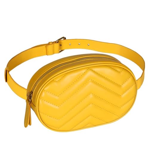 Geestock Bauchtasche Damen Stylisch Gürteltasche PU Leder, Fanny Pack Brusttasche Gelb wasserdichte Hüfttaschen für Frauen Verstellbare Träger Brustbeutel, zum Wandern Das Einkaufen Gruppe Reisen von Geestock