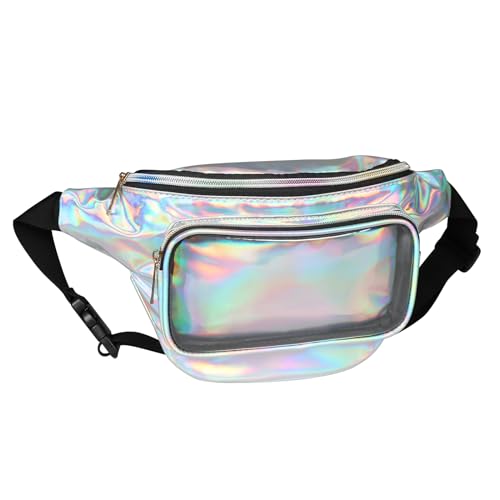 Geestock Gürteltaschen für Frauen, holografische Taschen, Rave PVC wasserdichte reflektierende Gürteltasche, modische Hüfttasche mit verstellbarem Gürtel, Bauchtasche zum Schwimmen Laufen, 18, von Geestock