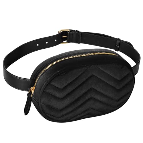 Geestock Bauchtasche Damen Stylisch Gürteltasche PU Leder, Fanny Pack Brusttasche Black Velvet wasserdichte Hüfttaschen für Frauen Verstellbare Träger Brustbeutel, zum Wandern Das Einkaufen Reisen von Geestock