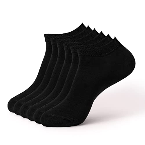 Geesy Bambus Sneaker Socken 6 Paar für Damen und Herren, Schwarz | 6er Pack, 39-42 von Geesy