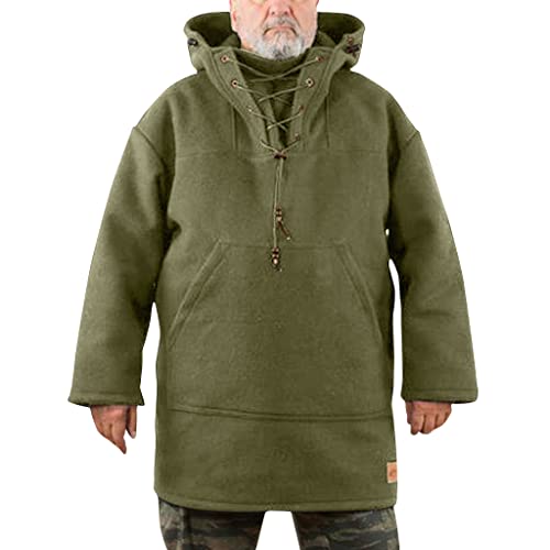 Herren Wolle Schwerer Mantel Herren Wolle Schwerer Mantel Pullover Outdoor Jacke, grün, L von Geeylly