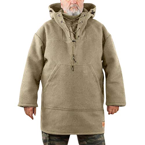 Herren Wolle Schwerer Mantel Herren Wolle Schwerer Mantel Pullover Outdoor Jacke, khaki, L von Geeylly