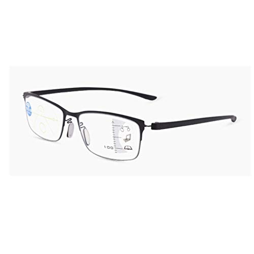 Bunt Lesebrille Klar Rechteck Lesebrille, rund Full-Frame, Brillen, klare Rahmen, Unisex Mode, Anti-UV, Anti Glare, Frauen Schick, Federscharnier (Color : Schwarz, Size : 2.0) von Geeyu