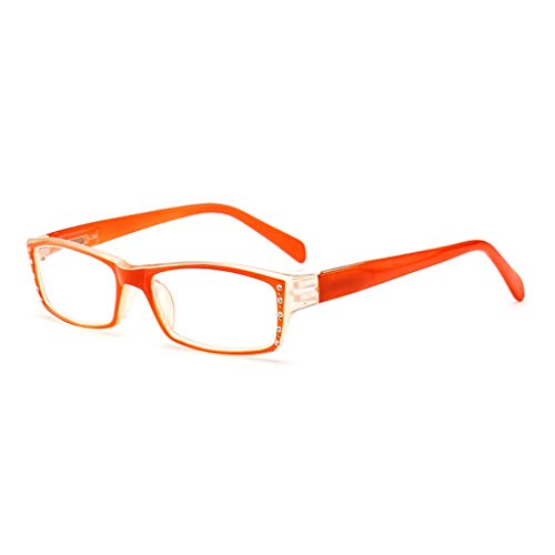 Bunt Lesebrille Mini Rechteck Lesebrille, Frauen stilvoller, Frühlings-Scharnier-Brille, Anti Blaulicht blockierenden, Anti Glare, Lady Qualität Readers 2.0 2.5 (Color : Orange, Size : 2.0) von Geeyu