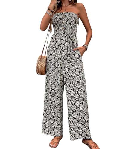 Gefevoqe Damen Sommer Trägerlose Elegant Jumpsuit Ethnic Style Wide Leg Böhmischer Schlank Overall Gefevoqe Damen Sommer Trägerlose Elegant Jumpsuit Ethnic Style Wide Leg Böhmischer Schlank Overall von Gefevoqe
