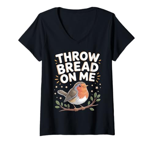 Damen Throw Bread On Me Vogelwitztier hungrig |||- T-Shirt mit V-Ausschnitt Damen Throw Bread On Me Vogelwitztier hungrig |||- T-Shirt mit V-Ausschnitt von Gefiederter Chaos Vogelwitz