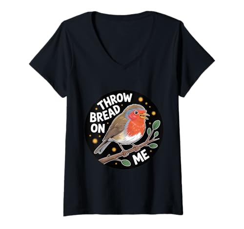 Damen Throw Bread On Me Vogelwitztier hungrig |- T-Shirt mit V-Ausschnitt Damen Throw Bread On Me Vogelwitztier hungrig |- T-Shirt mit V-Ausschnitt von Gefiederter Chaos Vogelwitz