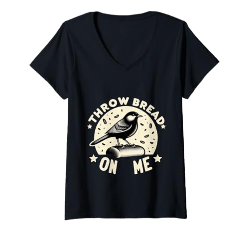 Damen Throw Bread On Me Vogelwitztier hungrig |||- T-Shirt mit V-Ausschnitt Damen Throw Bread On Me Vogelwitztier hungrig |||- T-Shirt mit V-Ausschnitt von Gefiederter Chaos Vogelwitz