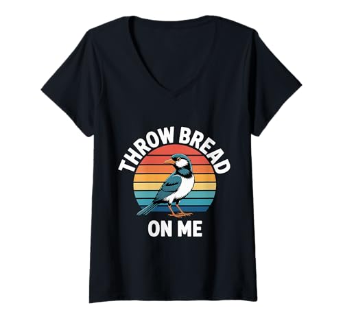 Damen Throw Bread On Me Vogelwitztier hungrig ||- T-Shirt mit V-Ausschnitt Damen Throw Bread On Me Vogelwitztier hungrig ||- T-Shirt mit V-Ausschnitt von Gefiederter Chaos Vogelwitz