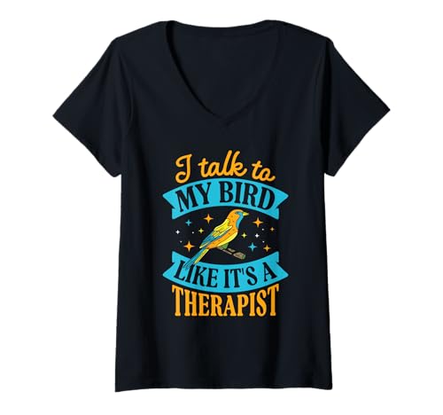 Damen Ich spreche mit Meinem Vogel, als wäre es EIN Therapeut T-Shirt mit V-Ausschnitt von Gefiederter Schrumpf