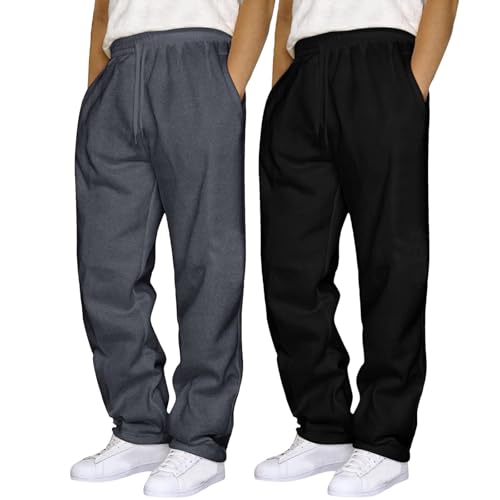 Gefomuofe 2PC Jogginghose Herren Baggy Sweatpants Sporthose Herren Lang Baumwolle Elastische Taille Freizeithose Trainingshose Cargo Hosen Männer Sweatpants Winter Warme Jogger Laufhose Mit Taschen von Gefomuofe