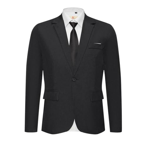 Gefomuofe Anzugjacke Herren Sakko Jackett Business Anzugjacke Baumwolle Stretch EIN Knopf Slim Fit Blazer Business Hochzeit LEin en Schalkragen Smokingjacke Für Hochzeit Party Business von Gefomuofe