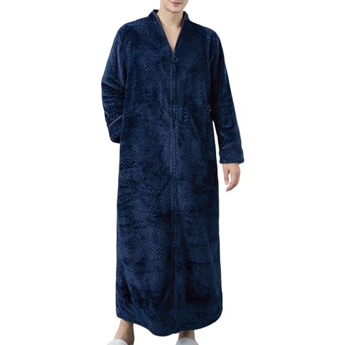 Gefomuofe Bademantel Baumwolle Herren Sauna Bademantel mit Zipper Korallen Samt Robe Morgenmantel Bademäntel Saunabademantel Frottee Saunakilt Bathrobe Negligee Saunatuch von Gefomuofe
