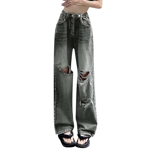 Gefomuofe Baggy Jeans Damen Low Waist Boyfriend Jeanshose Vintage Y2k Hip-Hop Straight Vintage Denim Hose Loose Hosen Breites Bein Locker Schlupfjeans Y2K Jeans Hosen Streetwear von Gefomuofe